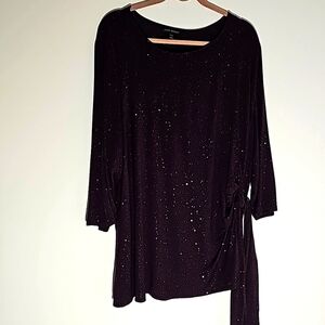 LANE BRYANT,‎ Y2K women's purple top with gold bling. Size 22/24. Tie at side.